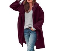 YIzdegg Cappotto da donna elegante lana linea ad A, cappotto lungo e montagna, cappotto invernale trench Coat nero blazer elegante giacca a vento parka invernale a maniche lunghe, Z05Wein, L