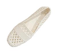 YIzdegg Damen Ballerinas Bequem - Slip On Ballerina Schuhe Rutschfest Flache Stricken Sommerschuhe Trachtenschuhe Sommer Elegant Schuhe Weiche Sportlich Tanzschuhe Für Alltag, Bianco, 37