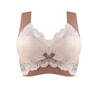YIzdegg Lightly Latex Lined Cup Wirefree Unpadded Full Coverage Plus Size Bra Yoga Set Abbigliamento Donna, cachi, XXL
