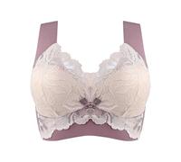 YIzdegg Lightly Latex Lined Cup Wirefree Unpadded Full Coverage Plus Size Bra Yoga Set Abbigliamento Donna, Lilla, XXL
