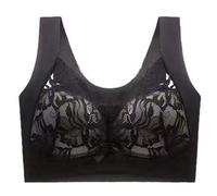 YIzdegg Lightly Latex Lined Cup Wirefree Unpadded Full Coverage Plus Size Bra Yoga Set Abbigliamento Donna, Nero , XXL