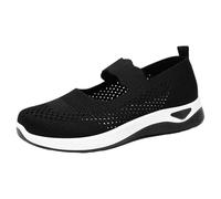 YIzdegg Orthopädische Damen Slip On Walkingschuhe Atmungsaktiv Rutschfest Sommerschuhe Mesh Klassische Diabetiker Schuhe Breite Fuß Weiche Sohlen Sandalen Krankenschwester Freizeitschuhe, Nero , 37 EU