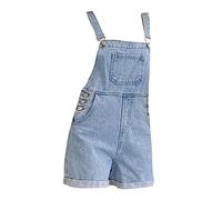 YIzdegg Salopette corte da donna in denim, alla moda, con spalline regolabili, comodi, con tasche, eleganti pantaloni in jeans, taglio largo, per tute alla moda, Blu, M