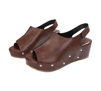 YIzdegg Sandali estivi da donna con zeppa, sandali aperti con punta aperta, comode scarpe con tacco con cinturino, per attività all'aperto, vita quotidiana, marrone, 37