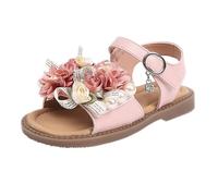 YIzdegg Sandali per bambini e bambine, con fiori, principesse, estivi, vacanze, spiaggia, per il tempo libero, piatti, antiscivolo, per matrimoni, compleanni, damigelle d'onore, Colore: rosa., 31 EU