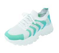 YIzdegg Scarpe da ginnastica da donna, in rete, per il tempo libero, traspiranti, con lacci, comode, con pizzo, leggere, per lo sport, verde, 41