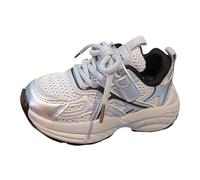 YIzdegg Scarpe da ginnastica da ragazza con plateau - Sneaker traspiranti, scarpe da ginnastica Chunky, comode da viaggio, leggere, antiscivolo, per allenatori, per bambini, unisex, argento, 27 EU