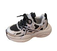 YIzdegg Scarpe da ginnastica da ragazza con plateau - Sneaker traspiranti, scarpe da ginnastica Chunky, comode da viaggio, leggere, antiscivolo, per allenatori, per bambini, unisex, Nero , 30 EU