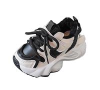 YIzdegg Scarpe da ginnastica da ragazza e ragazzo, scarpe da corsa, suola spessa, foderate, traspiranti, per il tempo libero, comode, traspiranti, per bambini, antiscivolo, Nero , 21 EU