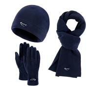 YIzdegg Women&Men Autumn Winter Warm Cute Wool Hat Scarf Gloves Three Pieces Winter Snow Knit Cap Screen Midens Scarves Set Sciarpa Cappello Guanti Donna, Blu marino, Taglia unica