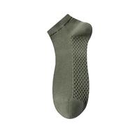 Yizelli 3 Paia Calzini Alla Caviglia da Uomo Calzini Corti in Cotone Mesh Leggero e Traspirante per Primavera Estate (Verde Militare)