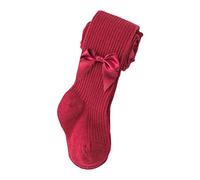 Yizelli Collant in Cotone per Neonati Bambine Bambini Piccoli per Collant Bowknot Primaverili e Autunnali per Bambini da 0 a 8 Anni (Rosso Vino XL)