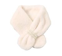 Yizelli Colletto da Donna in Pelliccia Sintetica Collo Invernale Warm Crossover Peluche Perla Sciarpa Collo Scrolla le Spalle per Primavera Autunno (Bianco)