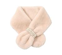 Yizelli Colletto da Donna in Pelliccia Sintetica Collo Invernale Warm Crossover Peluche Perla Sciarpa Collo Scrolla le Spalle per Primavera Autunno (Beige)