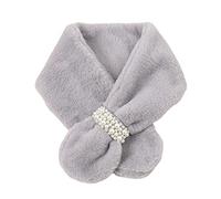 Yizelli Colletto da Donna in Pelliccia Sintetica Collo Invernale Warm Crossover Peluche Perla Sciarpa Collo Scrolla le Spalle per Primavera Autunno (Grigio Chiaro)