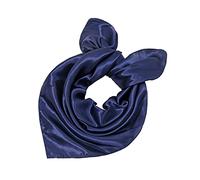 Yizelli Sciarpa a collo quadrato da 23,6" Fazzoletto in raso Fascia per capelli Tinta unita avvolge la testa per le donne (blu navy)
