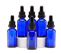 YIZHAO Blu Bottiglie Contagocce Vetro 30ml, con Pipette Contagocce Vetro,per Oli Essenziali, Aromaterapia, Laboratorio, Fragranze, Cosmetici, Viaggio - 6 Pcs