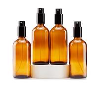 YIZHAO Bottiglie Spray Vetro 100ml, Ambra Spruzzino Nebulizzatore Piccolo, per Olii Essenziali, Profumo, Pulizia, Cosmetici, Viaggio, Farmacia - 4 Pcs