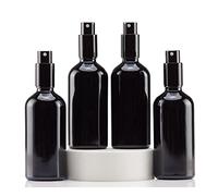 YIZHAO Bottiglie Spray Vetro 100ml, Nero Spruzzino Nebulizzatore Piccolo, per Olii Essenziali, Profumo, Pulizia, Cosmetici, Viaggio, Farmacia - 4 Pcs