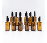 YIZHAO Bottiglie Spray Vetro 50ml, Ambra Spruzzino Nebulizzatore Piccolo, per Olii Essenziali, Profumo, Pulizia, Cosmetici, Viaggio, Farmacia - 12 Pcs