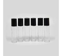 YIZHAO Roll On Vuoto per Oli Essenziali,Profumi,10 ml Trasparente Bottiglie Vuote in Vetro, con Sfera in Acciaio Inossidabile - 6 PCS