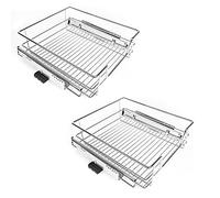 Yizhe 2 x Cassetto Telescopico Cestello Estraibile 45 cm per i Mobili da Cucina, 2 Cestelli a Rete Metallo con Guide, Cestelli da Cucina Estraibile Cromato (45 cm)