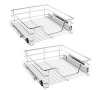YIZHE 2 x Cassetto Telescopico Cestello Estraibile 50 cm per i Mobili da Cucina, 2 Cestelli a Rete Metallo con Guide, Cestelli da Cucina Estraibile Cromato (50 cm)