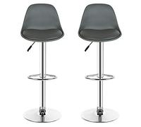 Yizhe Set di 2 Sgabelli da Bar, Rotazione a 360 ° e Altezza Regolabile, Sgabello da Bar in pelle PU, Altezza dello Schienale della Sedia da Cucina Alta: 28 cm (2, Grigio)