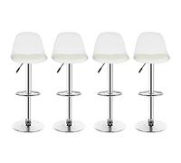 Yizhe Set di 4 Sgabelli da Bar, Rotazione a 360 ° e Altezza Regolabile, Sgabello da Bar in pelle PU, Altezza dello Schienale della Sedia da Cucina Alta: 28 cm (4, Bianca)