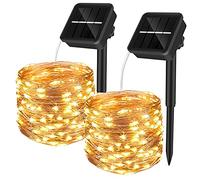 Yizhet Catena Luminosa Solari Esterno, 2 Pezzi 10m Lucine Solari Esterno 200 LED Luci Stringa Solari Esterno con 8 Modalità Impermeabile IP65 per Giardino Patio Balcone Cortile Natale (Bianco Caldo)