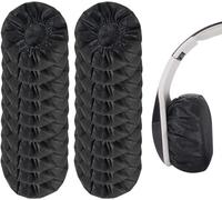 Yizhet Copri Cuffie Monouso, 100 Pezzi, 12cm Copertura per Cuffie 10cm-12cm | Copricuffie Universale Usa e Getta per AKG Audio Technica Beats Bose Plantronics, Non Tessuto Elastiche e Antipolvere, Nero