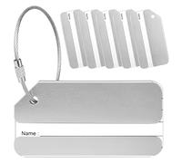 Yizhet Etichetta Valigia, 6 Pezzi Etichette per Valigie Aereo Alluminio con Anelli in Acciaio Targhetta Viaggio, Identificare Valigia, Bagagli Tag per il Aereo Bagaglio, Borsa da Viaggio (Argento)