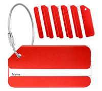 Yizhet Etichetta Valigia, 6 Pezzi Etichette per Valigie Aereo Alluminio con Anelli in Acciaio Targhetta Viaggio, Identificare Valigia, Bagagli Tag per il Aereo Bagaglio, Borsa da Viaggio (Rosso)