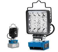 Yizhet Faro Led Ricaricabile, Faretto da Lavoro Portatile 48W, 2 Luminosità da 1700LM a 3400LM, con Gancio e Ruotabile 140°, Impermeabile IP65 Compatibile con Makita Batterie 18V (Senza Batteria)
