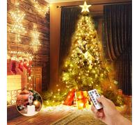 Yizhet Luci Albero di Natale, 8 x 2M 280 LED Rete di Luci Albero di Natale a Cascata Bianco Caldo con 8 Modalità, Telecomando e Timer, Impermeabile IP44 per Albero 1,5 a 2,5m Interni Esterni Giardino