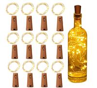 Yizhet Luci per Bottiglia, 12 Pezzi 2m Led Bottiglia da Tappo con Luci in Sughero 20 LED Filo Luci per Bottiglie Vino di Vetro con Tappi per Matrimonio, Festa, Natale, DIY (Bianco Caldo)