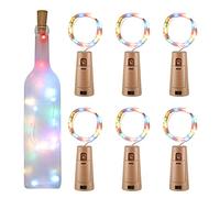 Yizhet Luci per Bottiglia, 6 pezzi 2m Led Tappo con Luci per Bottiglie 20 LED Bottiglia Luci Sughero Stringa Luci Tappi per Vetro, Matrimonio, Tavolo, DIY, Vino, Natale (Multicolor)