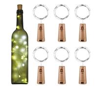 Yizhet Luci per Bottiglia, 6 pezzi 2m Led Tappo con Luci per Bottiglie di Vino 20 LED Filo Luci Led Stringa Lucine Tappi per Bottiglie di Vetro, Matrimonio, Tavolo, DIY, Natalizie (Bianco Freddo)