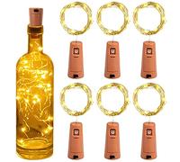 Yizhet Luci per Bottiglia, 6 Pezzi Tappi con Luci a Batteria, 2m con 20 Led Bianco Caldo, Lucine per Bottiglie con Tappo in Sughero per Natale, Nozze, Feste, Matrimonio