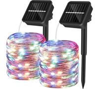 Yizhet Luci Solari Esterno, 2 Pezzi 15+2M 150 Led Catena Luminosa Esterno Solare, 8 Modalità, Impermeabile IP65, Luce Colorato, Totale di 34M 300 Led per Esterno Giardino Albero Patio Natale