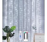 Yizhet Tenda Luminosa, 2m x 2m Luci per Tende 200 Led Bianco Freddo, 8 Modalità, con Telecomando, Timer e Dimmer, Impermeabile IP65 per Natale, Festa, Matrimonio, alimentato da USB