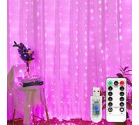 Yizhet Tenda Luminosa, 3m x 3m Luci per Tenda 300 Led Rosa, 8 Modalità, con Telecomando, Timer e Dimmer, Impermeabile IP65 per Natale, Festa, Matrimonio, alimentato da USB