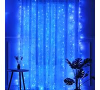 Yizhet Tenda Luminosa Blu 3mx3m Luci per Tende, 300 LED Tenda di Luci con Telecomando & 8 Modalità, LED Tendina Luci di Filo Rame Impermeabile per Matrimonio Festa Natale Camera