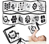 YIZHIXIANGQ Libri di Stoffa per Neonati Bianco e Nero, Libro Ad Alto Contrasto per Neonati, Libri Sensoriali Bambini 0-3, Giochi Neonato per L'educazione Precoce