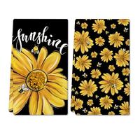 YIZHIXIANGQ Strofinacci Cucina Girasoli, 2 Pcs Canovacci Cucina con Fiori, 40×60cm, Asciugamani da Cucina per Decorazione della Casa