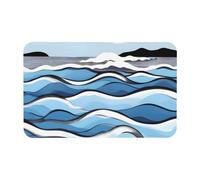 Yizhiyz Tappetino in terra di diatomee che lappano le onde sulle rocce, 50 x 80 cm, assorbente, ad asciugatura rapida, resistente all'usura, adatto per bagno e cucina.