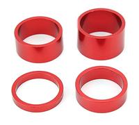 YIZISECCE Distanziali per serie sterzo per bicicletta, per stelo forcella anteriore bici, kit guarnizioni rondella 4 pezzi/set, opzioni altezza 5/10/15/20 mm, lavorazione di (Rosso)