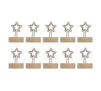 Yizisecce per supporto per scheda di luogo verticale, base in legno a forma di tronchi, supporto per scheda di posizione da 10 pezzi, clip nota, semplice ornamento del desktop