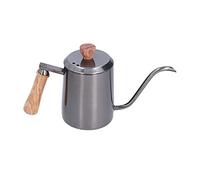 YIZISECCE Versone sopra la caffettiera, per un produttore di birra in acciaio inossidabile, braccio lungo stretto, manico in legno, capacità di 600 ml (Grigio)