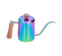 YIZISECCE Versone sopra la caffettiera, per un produttore di birra in acciaio inossidabile, braccio lungo stretto, manico in legno, capacità di 600 ml (Multi colore)